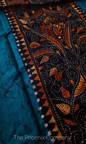 Copper Sulphate Blue Batik & Kanta Work Kurta Material
