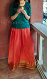 Dark Green & Orange Skirt & Top set