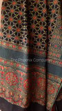 Dark Green and Black Floral pattern Ajrakh Dupatta