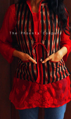 Black & Red striped Ikat Jacket