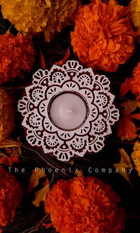 Contemporary pattern Wooden Candle Holder