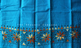 Blue Floral Circles Kantha Work Blouse Piece