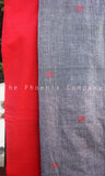 Grey & Red Soft Cotton Saree
