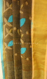 Golden Brown Soft Cotton Saree with Ganga-Jamuna border