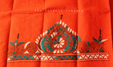 Orange Kantha Work Blouse Piece
