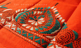 Orange Kantha Work Blouse Piece