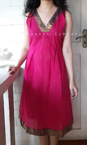 Pink Cotton Dress with zari