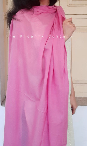 Plain Pink Cotton Dupatta