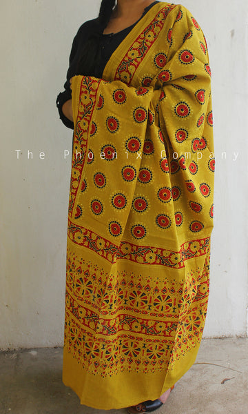 Mustard Ajrakh Dupatta