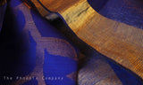Ultramarine Blue Handloom Bamboo Fibre & Ahimsa Silk Saree