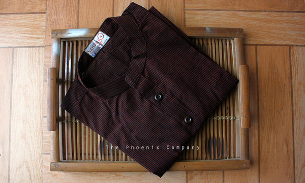 Black & Brown Striped Cotton Short Kurta