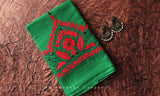 Dark Green Kantha Work Blouse Piece