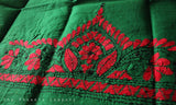 Dark Green Kantha Work Blouse Piece