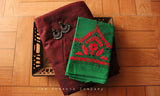 Dark Green Kantha Work Blouse Piece