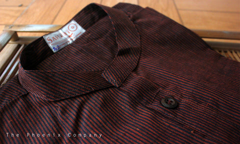 Black & Brown Striped Cotton Short Kurta