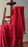 Plain Red Banana Fibre & Cotton Saree