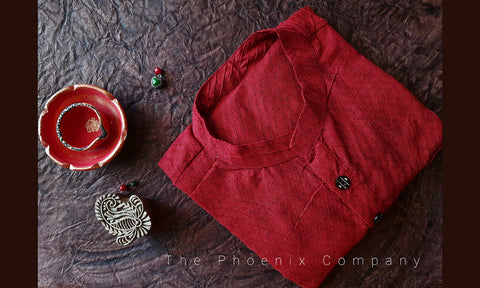 Red Pintuck Cotton Kurta