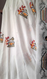 White Cotton Saree w/embroidery