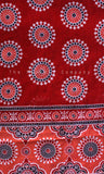Dark Red Ajrakh Cotton Saree w/ Gold Zari Border