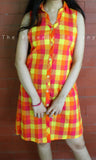 Bright Pink & Yellow Checked Dress