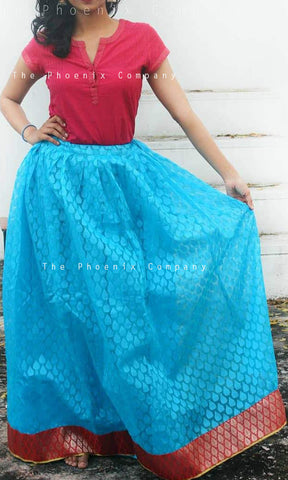 Light Blue Long Ethnic Skirt