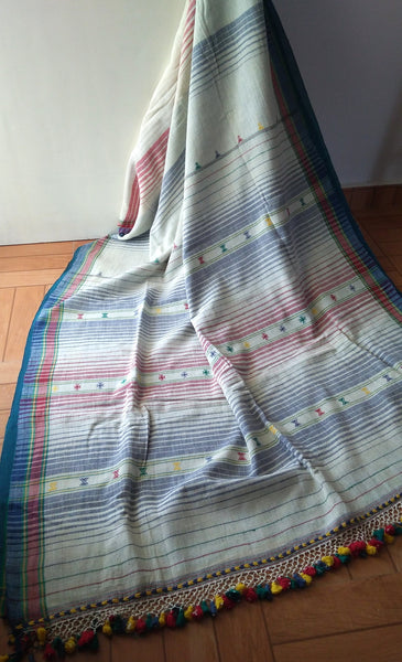 Kala Cotton Handloom Off-White Bhujodi Saree