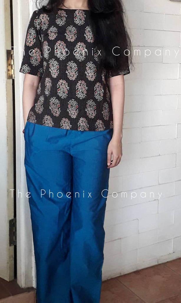Divena Salwar Suits and Sets  Buy Divena White  Blue Cotton Shirt Style  Kurta with Hem Cuffed Pant Set of 2 Online  Nykaa Fashion